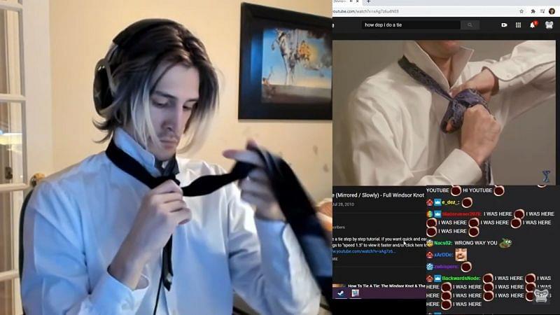 xQc having problems with his Tie.