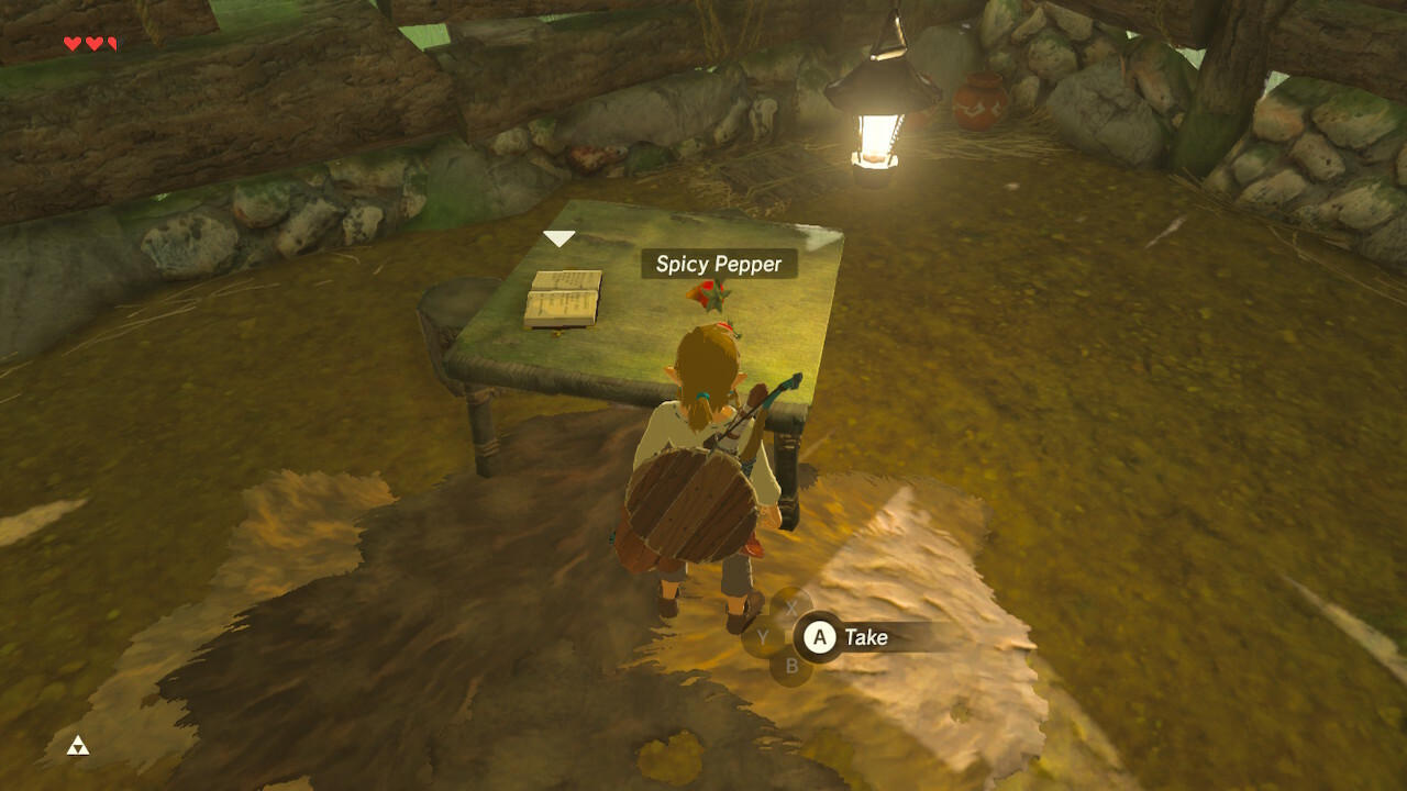 Link in front of a table in Breath of the Wild