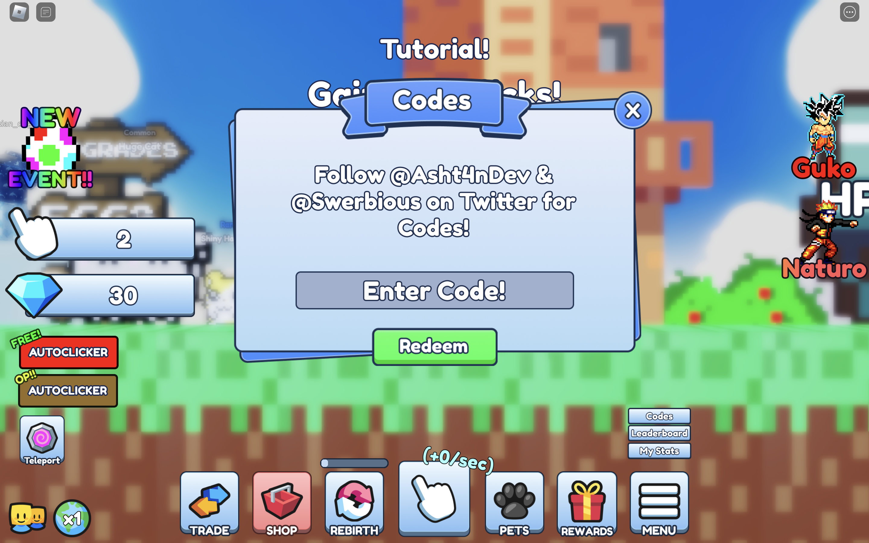 2d clickers how to redeem codes