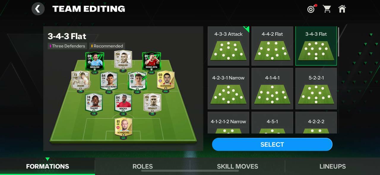 3-4-3 flat ea fc mobile