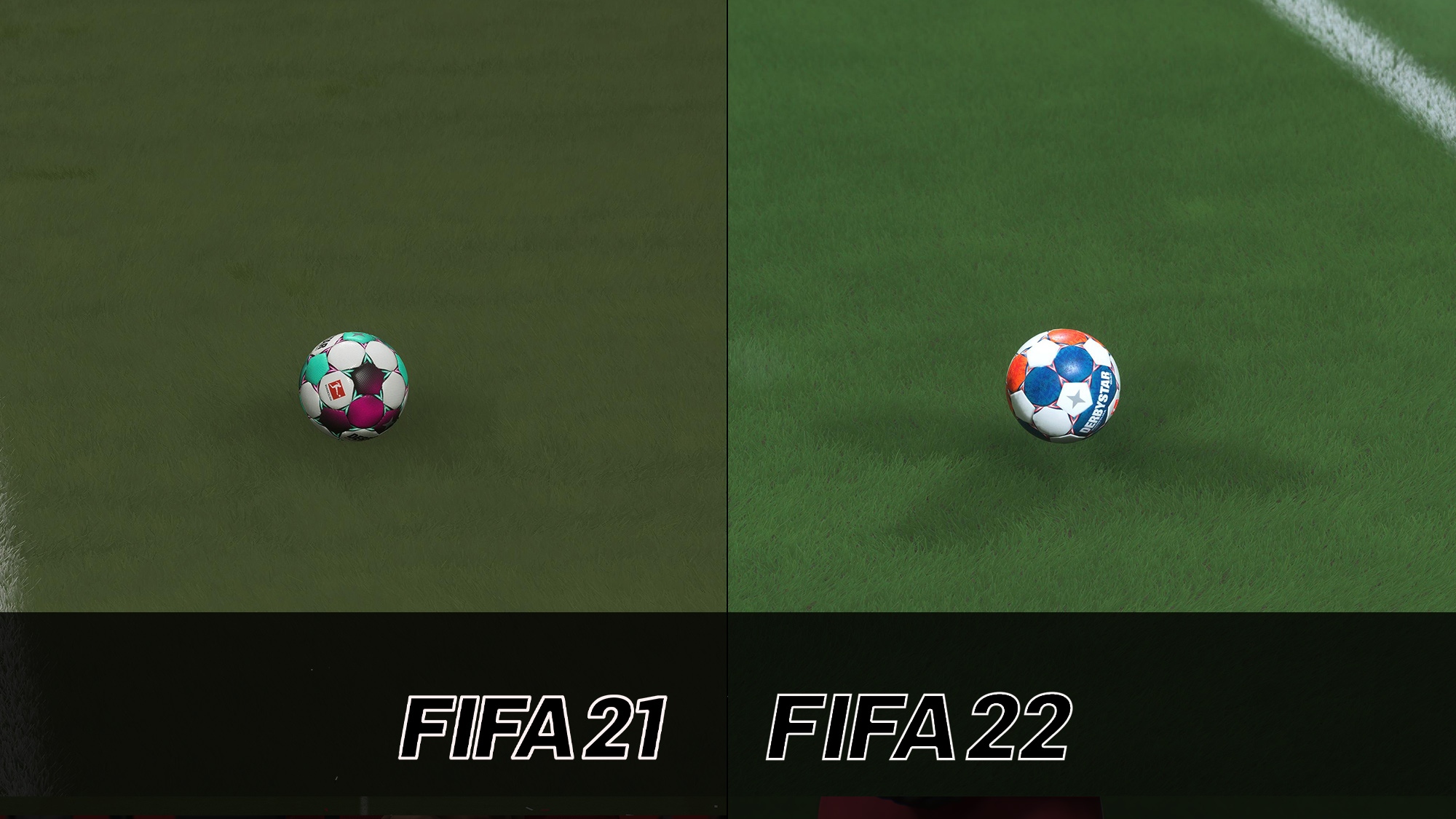 3 Rasen FIFA 21 vs FIFA 22 Grafikvergleich