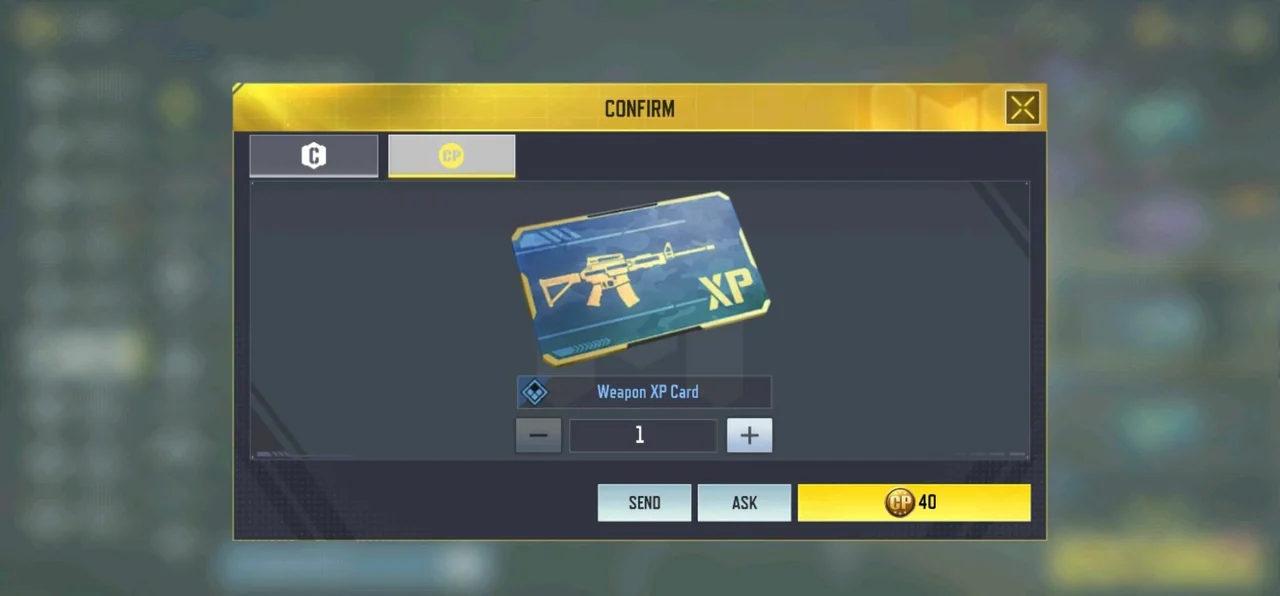 Weapon XP Cards in-game store price