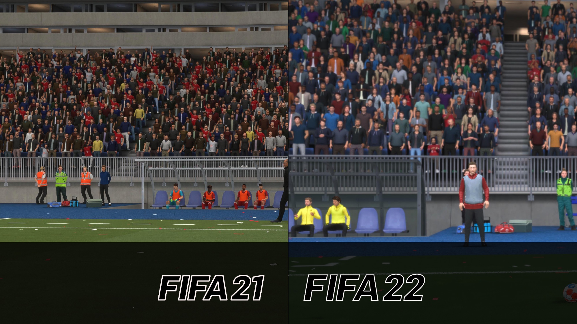 5 Zuschauer FIFA 21 vs FIFA 22 Grafikvergleich