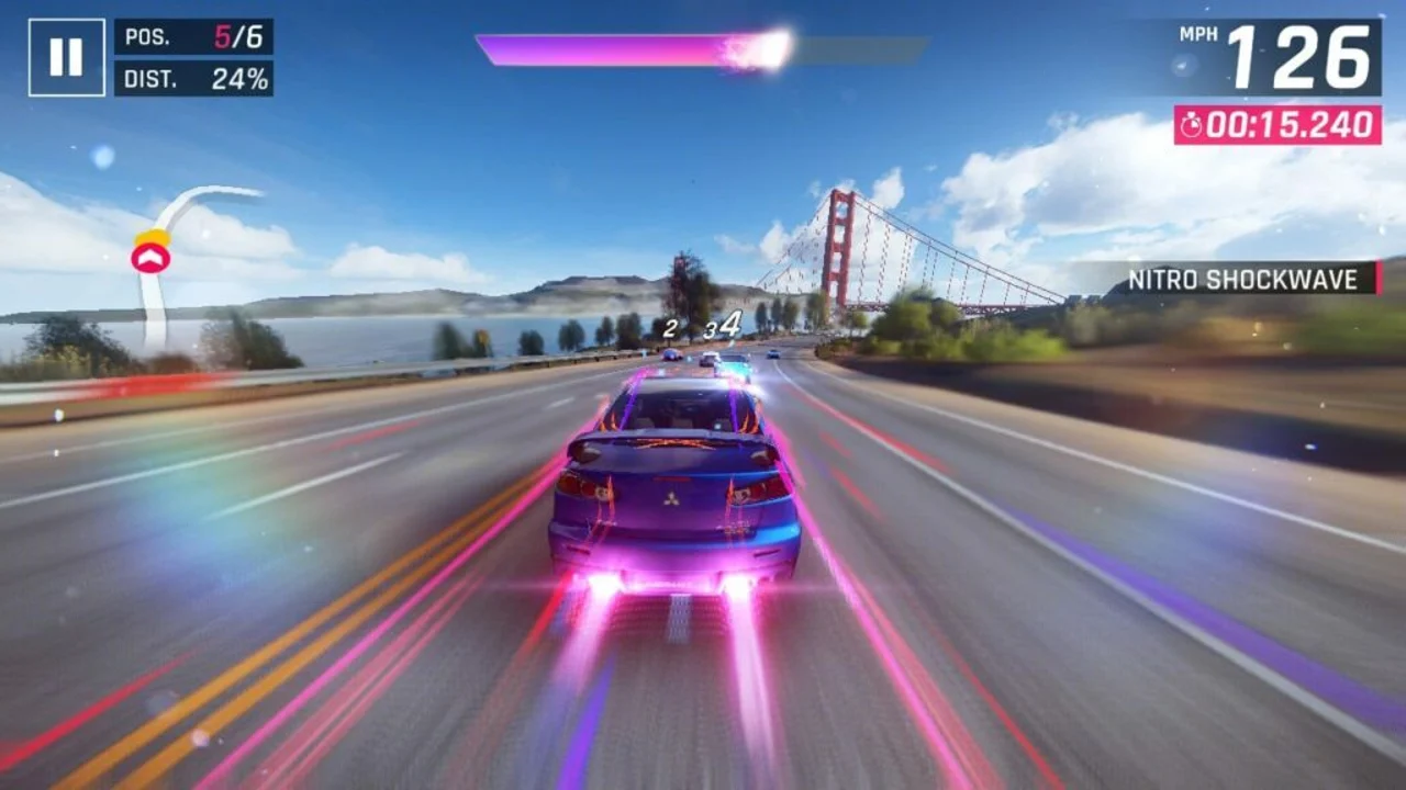 Mitsubushi Lancer Evolution in Asphalt 9 using Shockwave Nitro