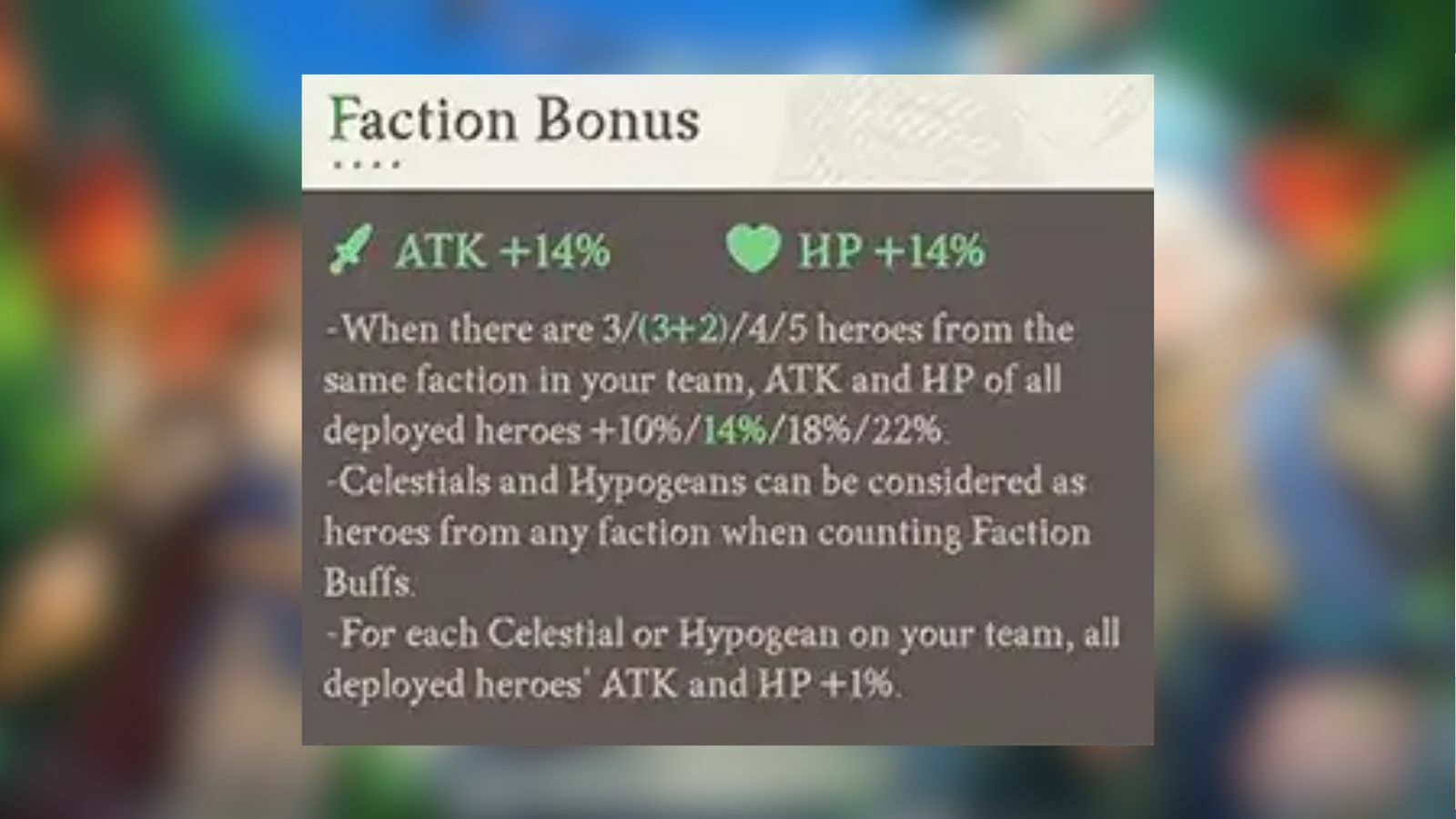 AFK Journey Faction Bonus