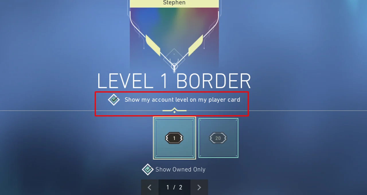 Level Borders Menu