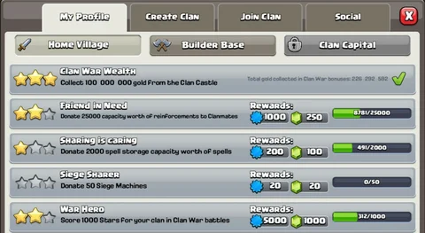 Achievements Clashof Clans