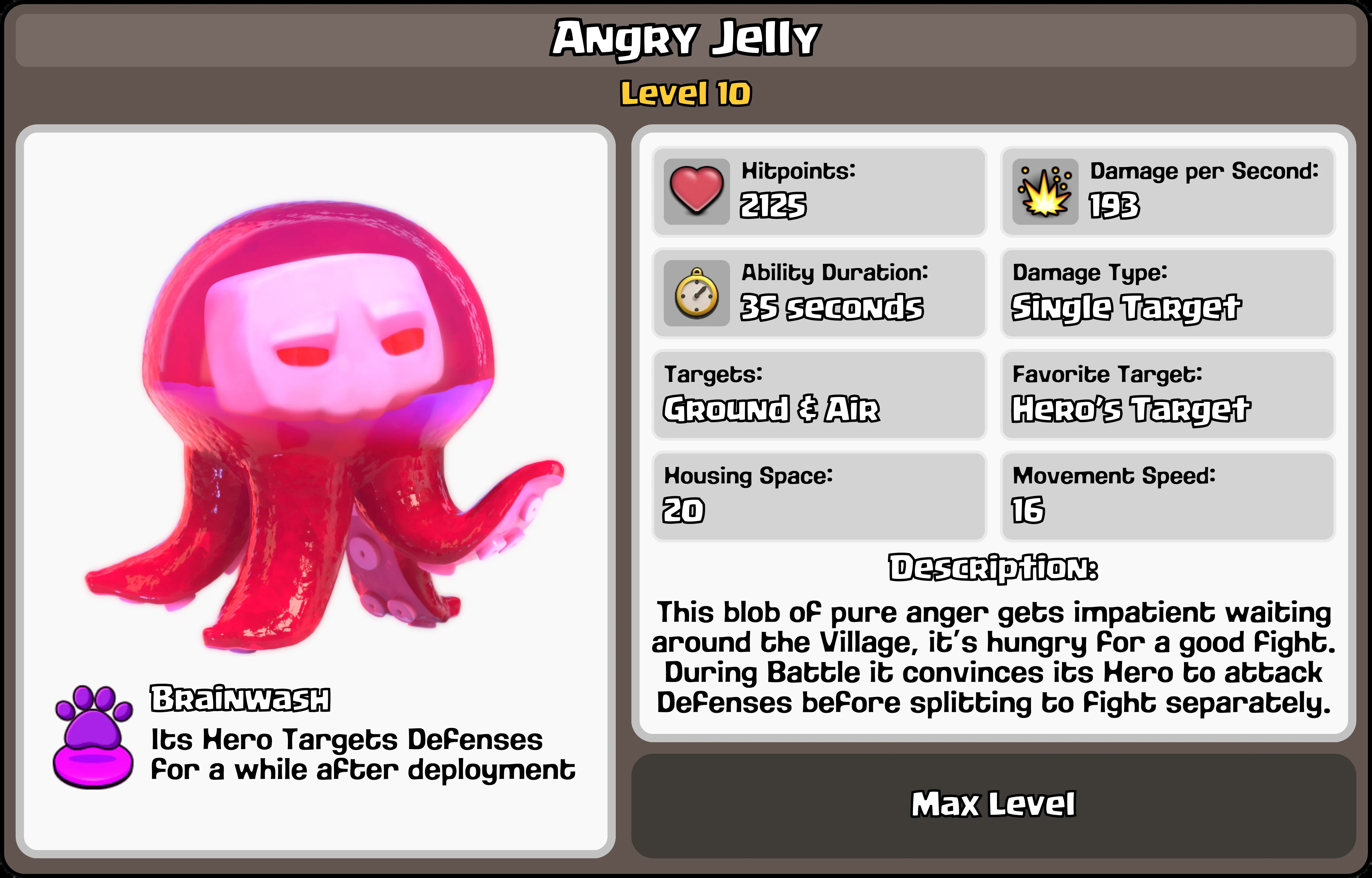 Clash Of Clans Angry Jelly Stats Overview