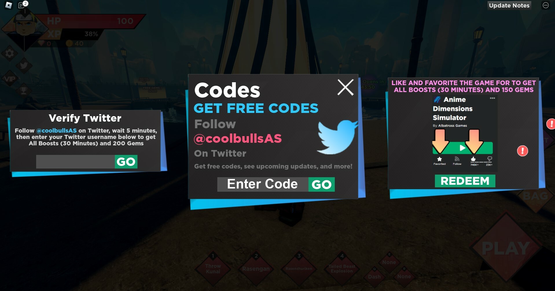 Anime Dimensions Simulator codes 4
