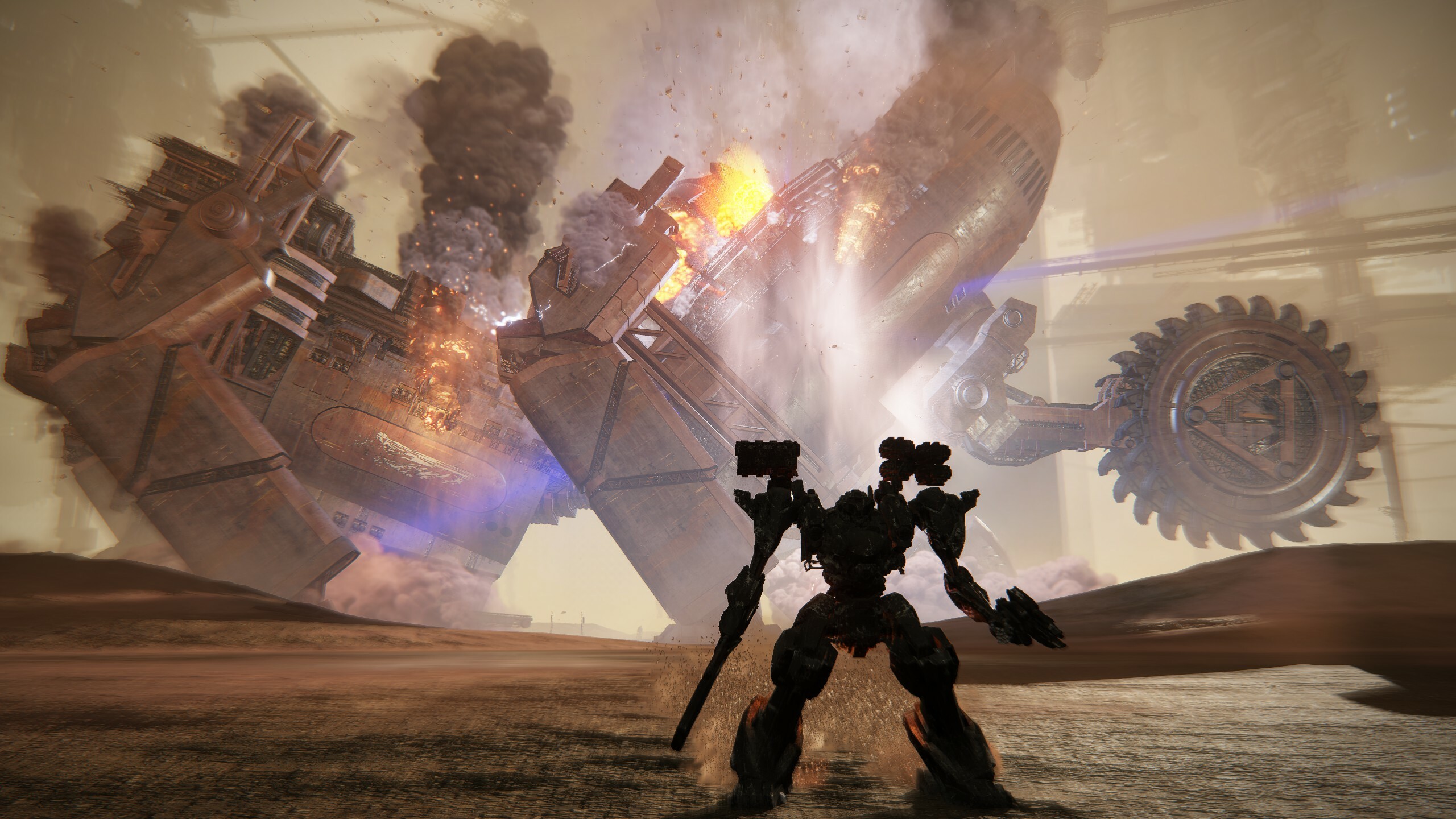 Armored Core 6: The bosses are gigantic in comparison to our AC.