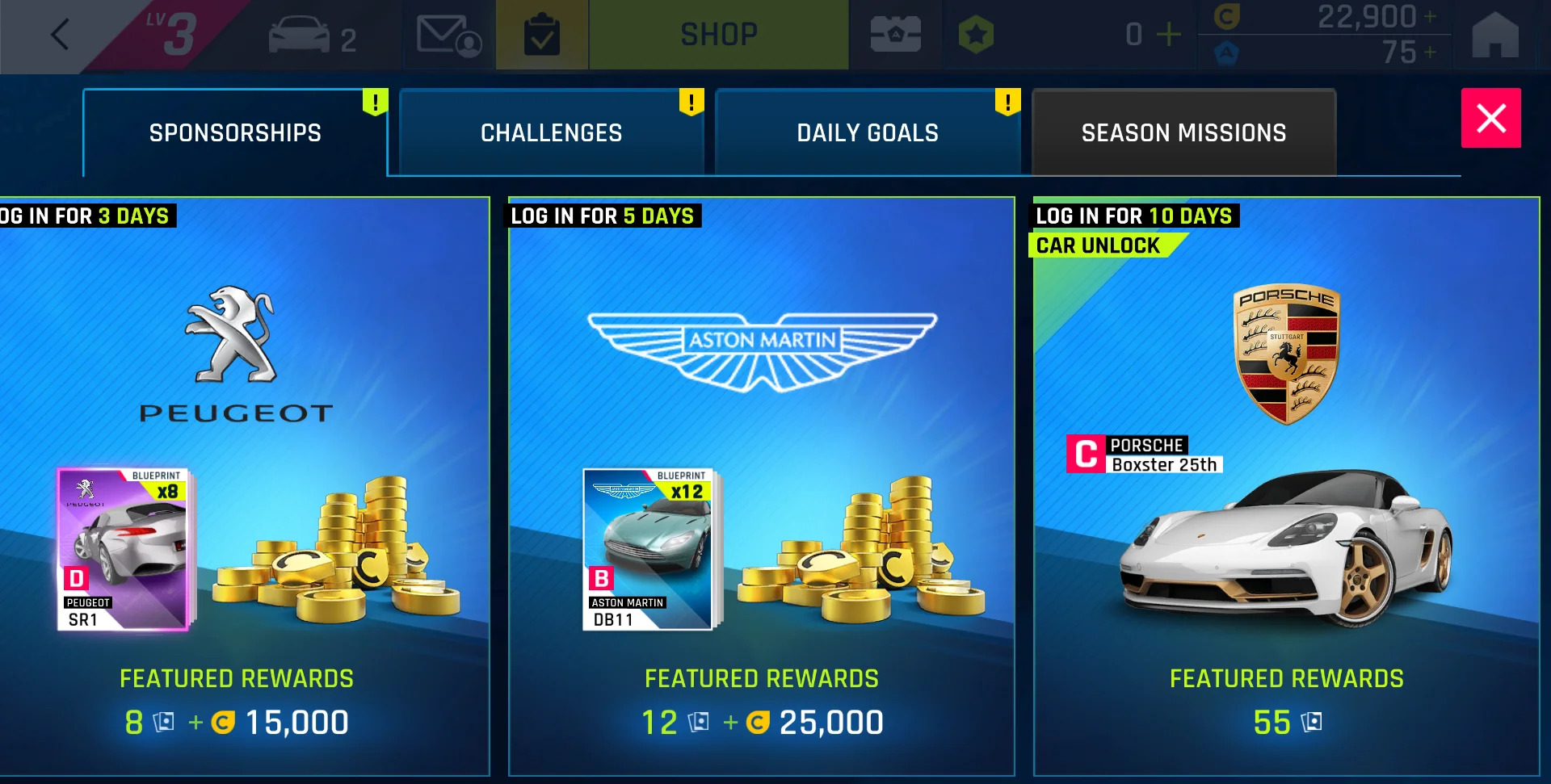 Asphalt 9 Sponsorship Contracts Gameloft