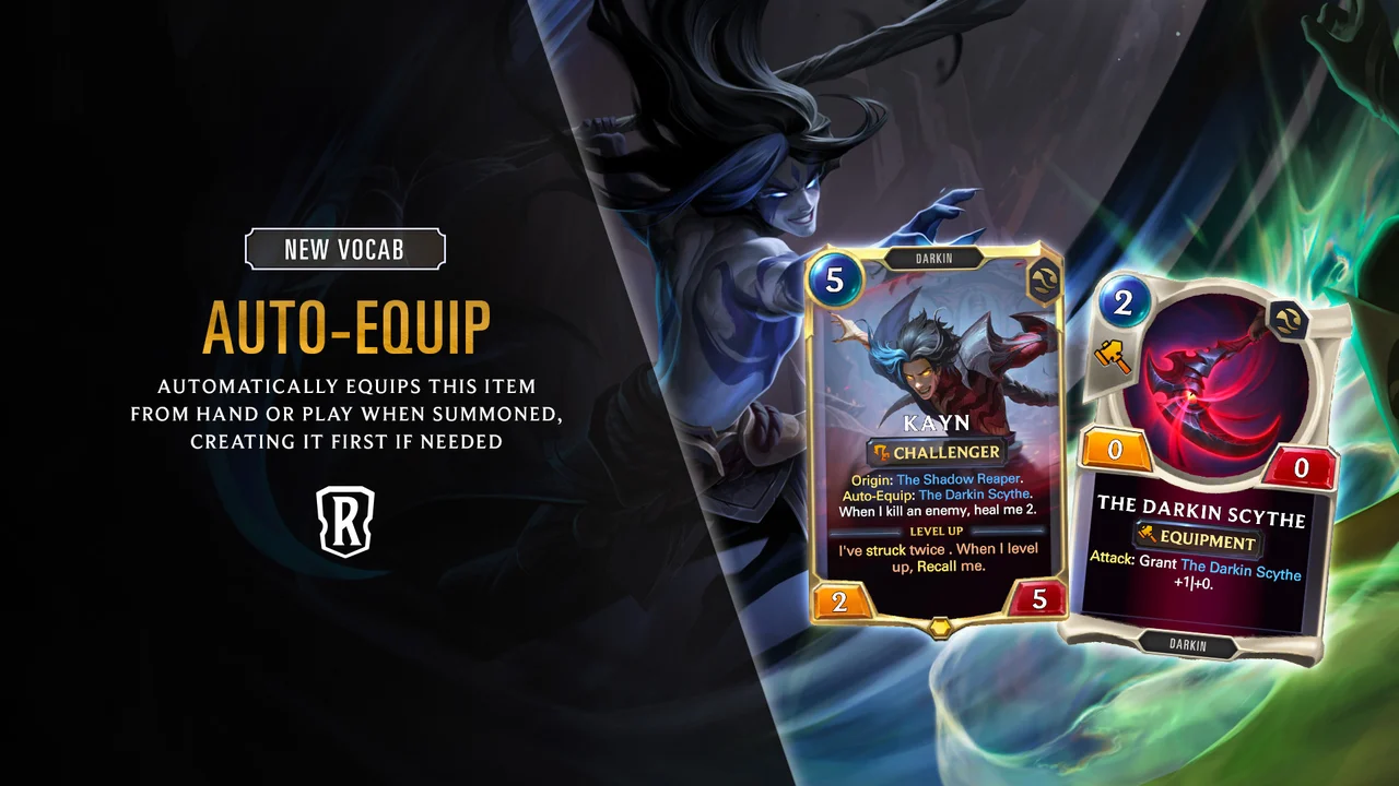 Auto-equip Keyword Guide Legends of Runeterra Darkin Saga Awakening expansion Riot Games