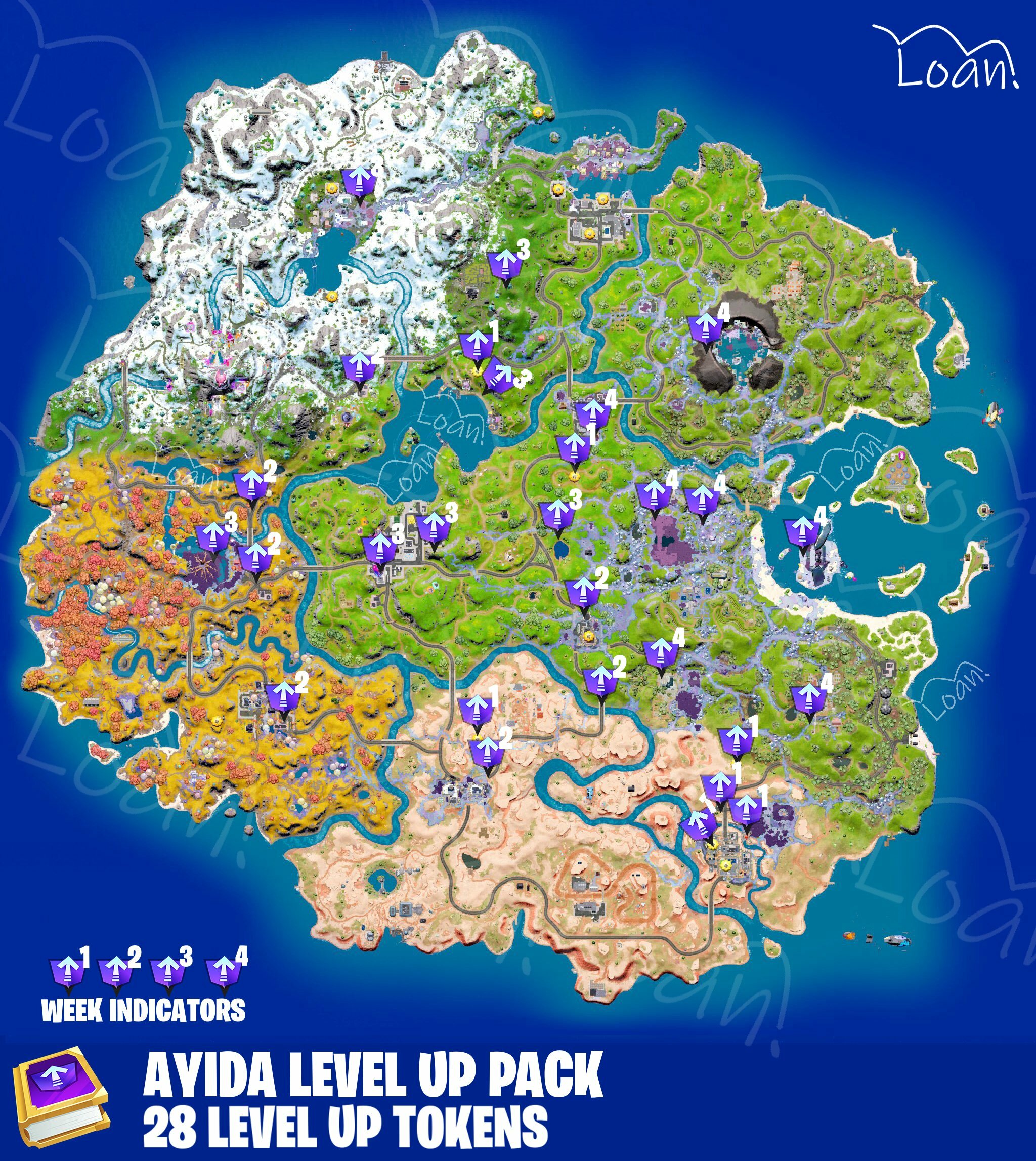 Ayida Skin Level-Up tokens Locations