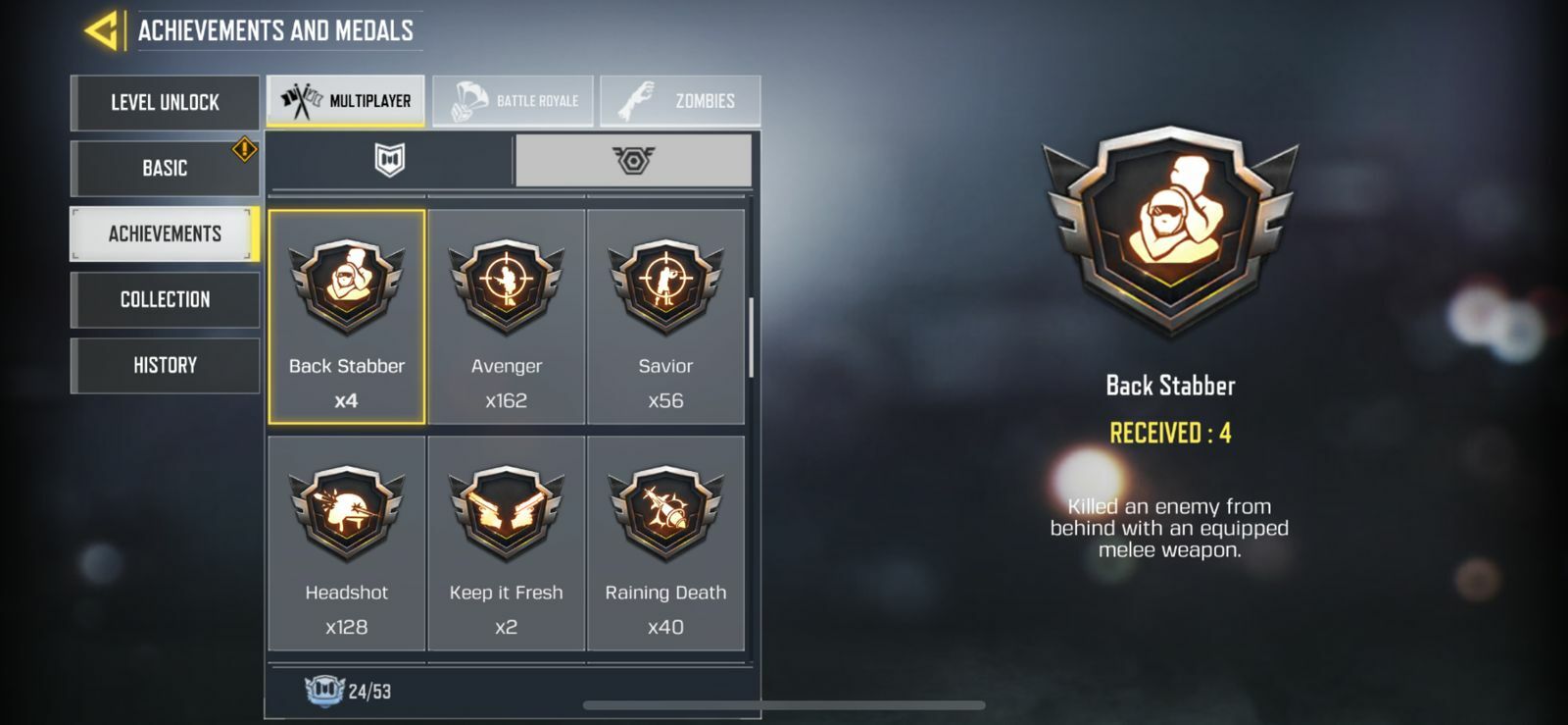 COD Mobile Back Stabber medal