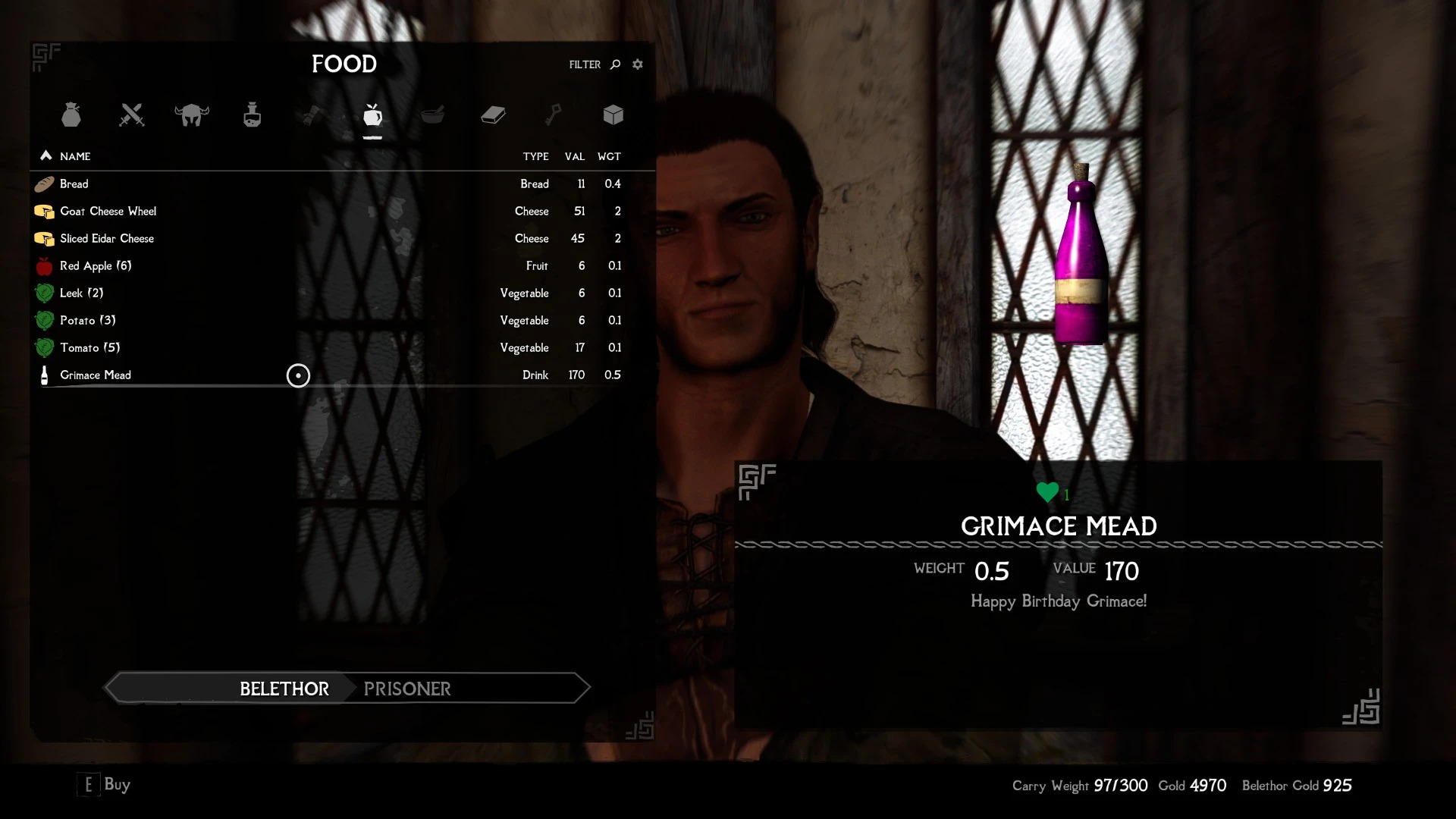 Belethor Skyrim Grimace Shake