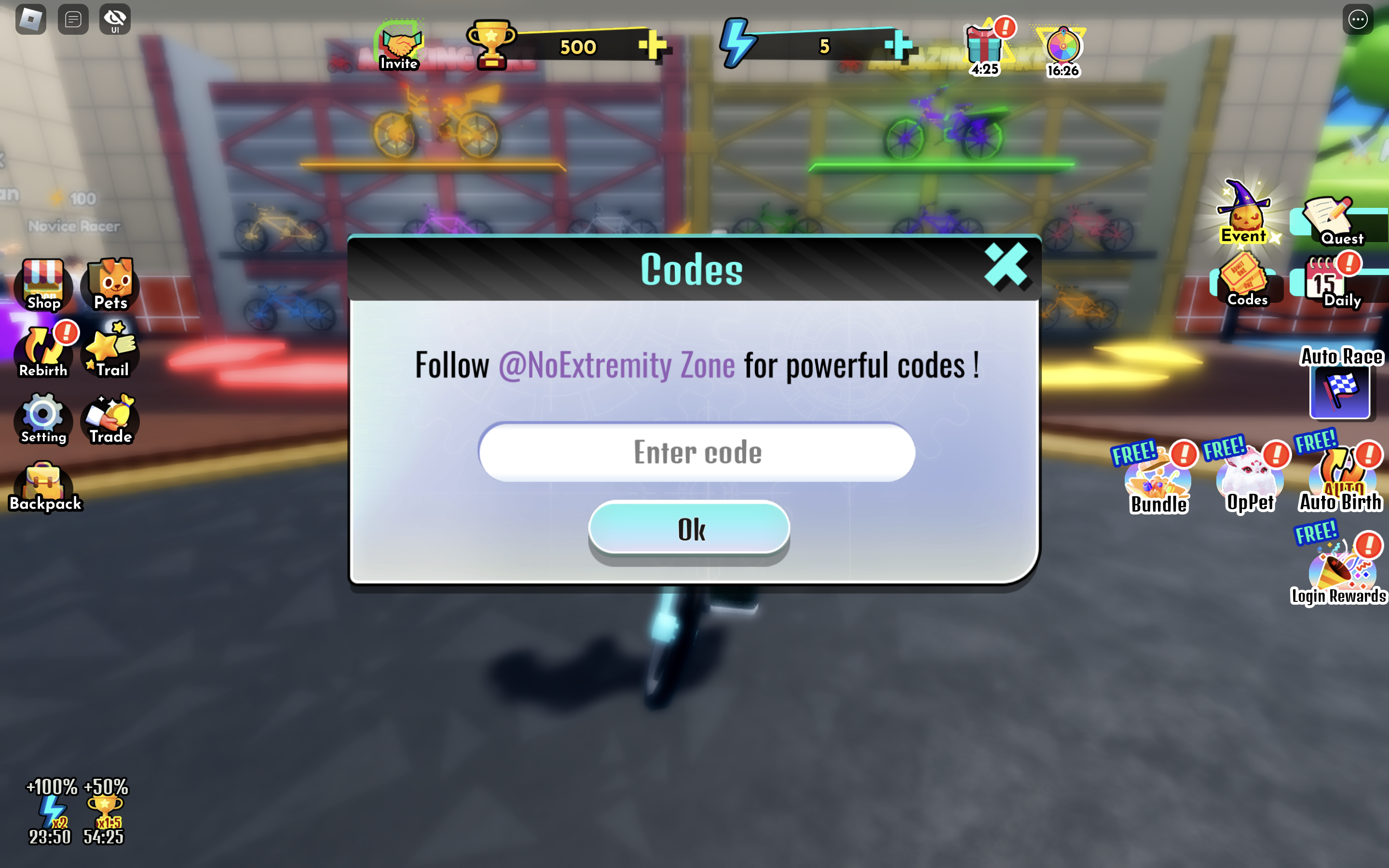 bike race simulator redeem codes