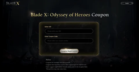 Blade X Odyssey of Heroes redeem codes