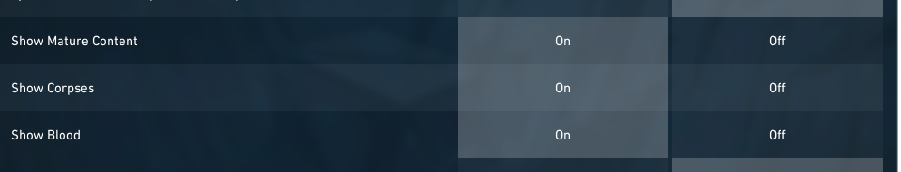 Option to disable Mature Content, Corpses, and Blood