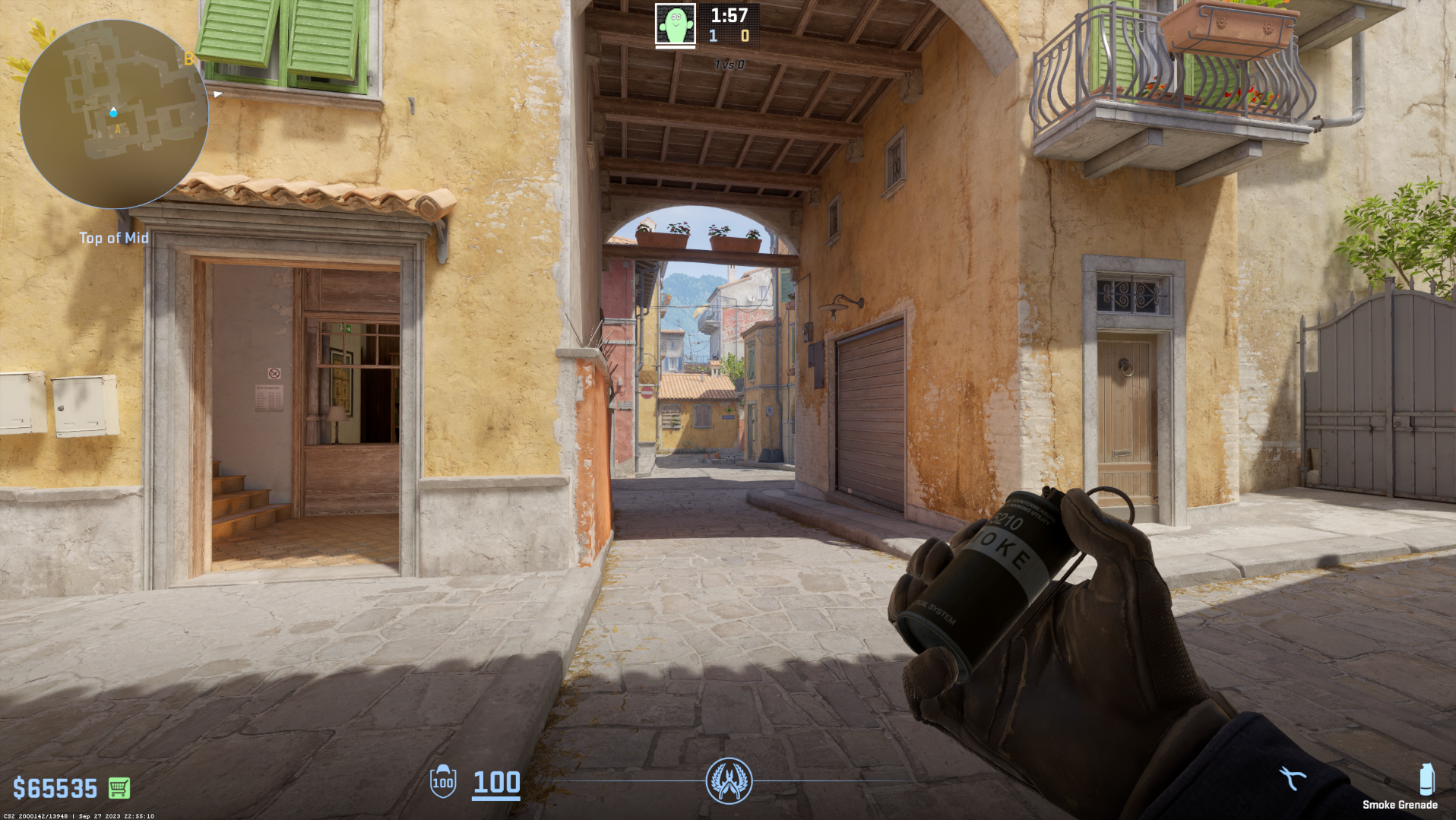 Grenade being held up in CS2