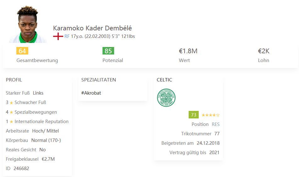 Cheap Striker FIFA 21 Karamoko Dembélé