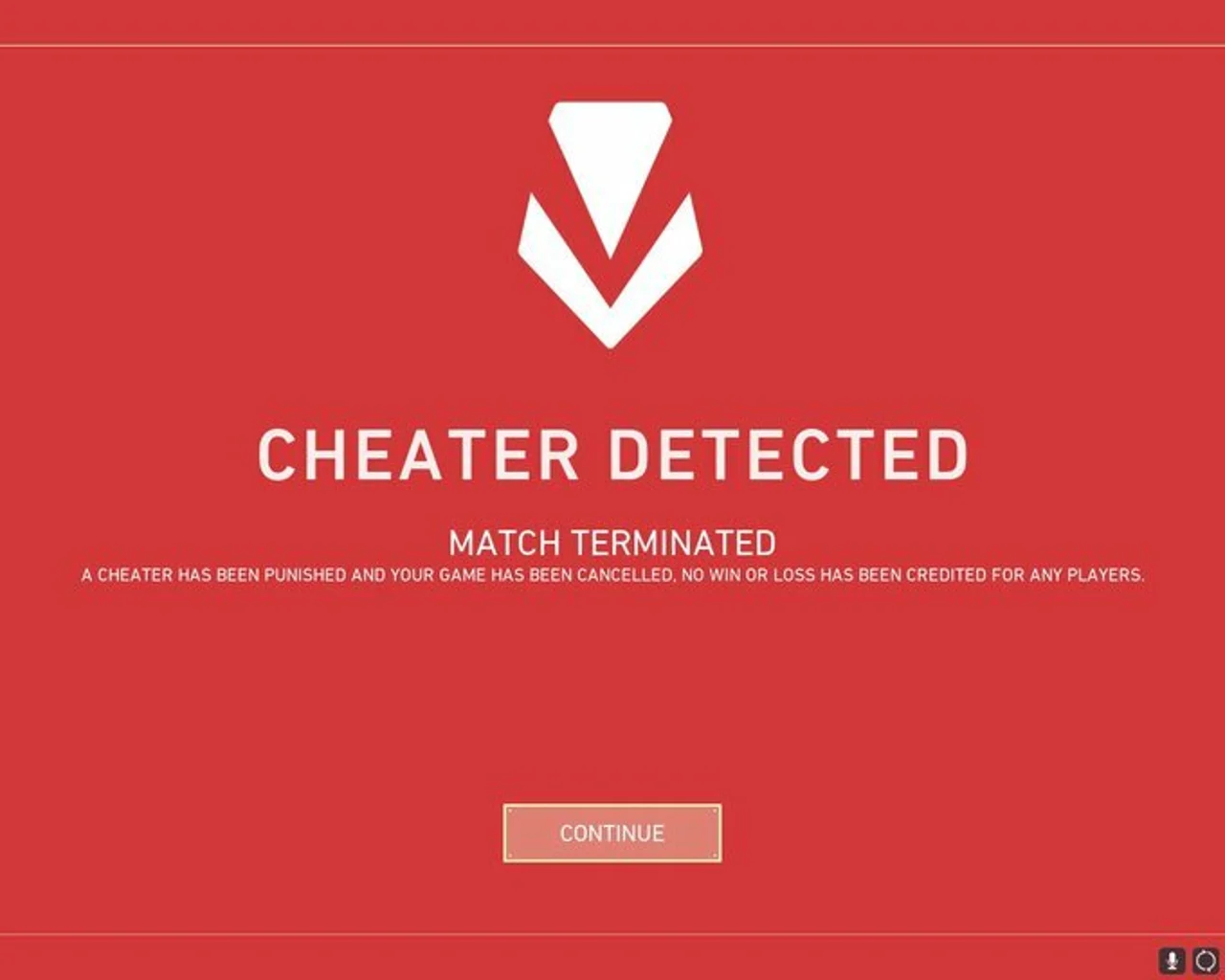 Cheater Detected Screen