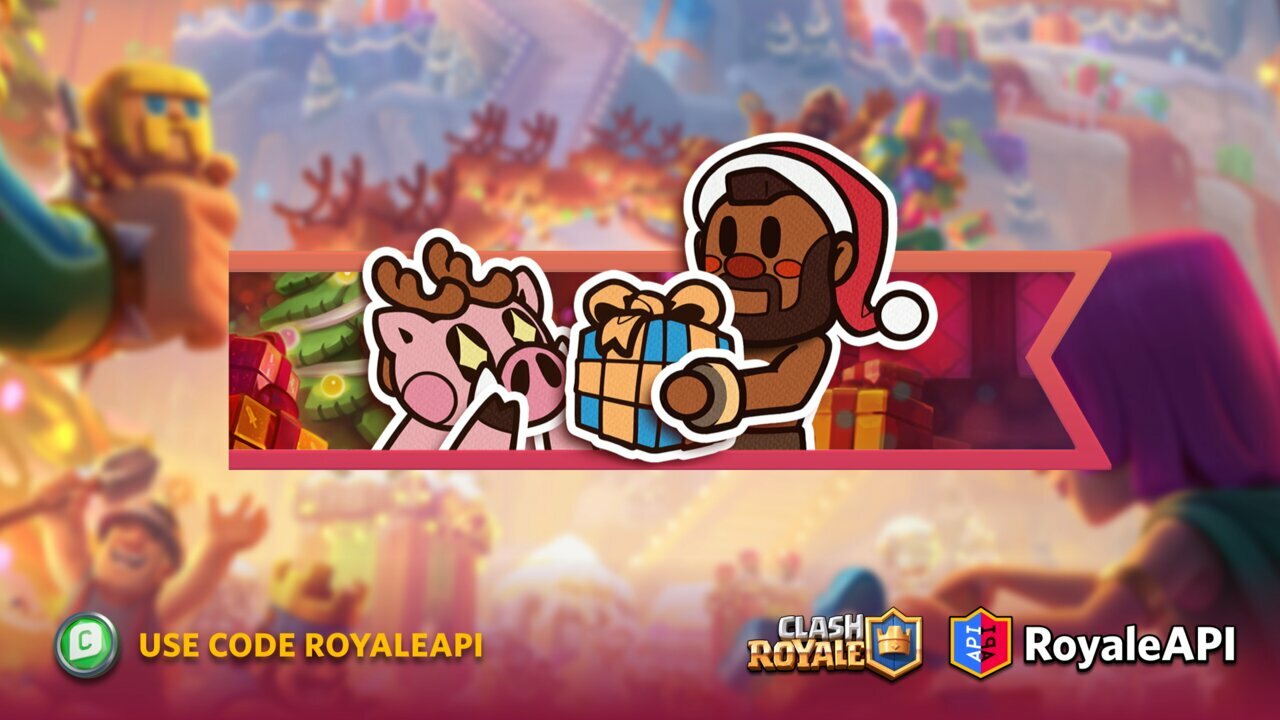 Clash Royale December Season 42 Clashmas Battle Banner Supercell Chibi Hog Rider Santa Gift