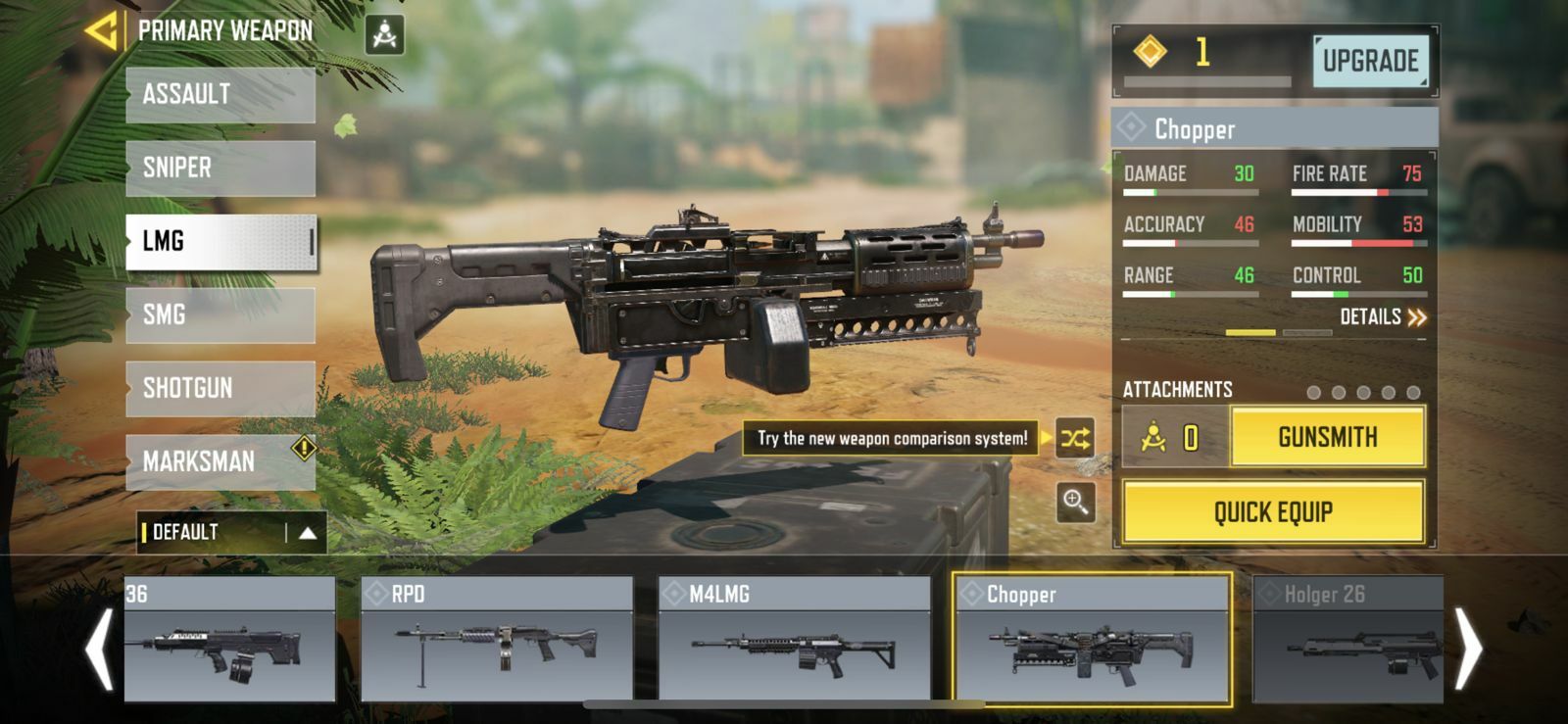 Chopper LMG COD Mobile best loadout