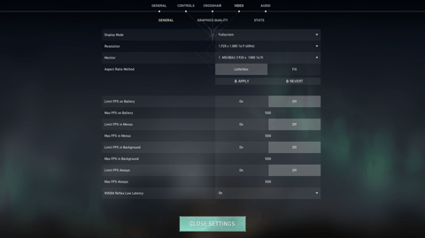 Chronicle Video Settings General