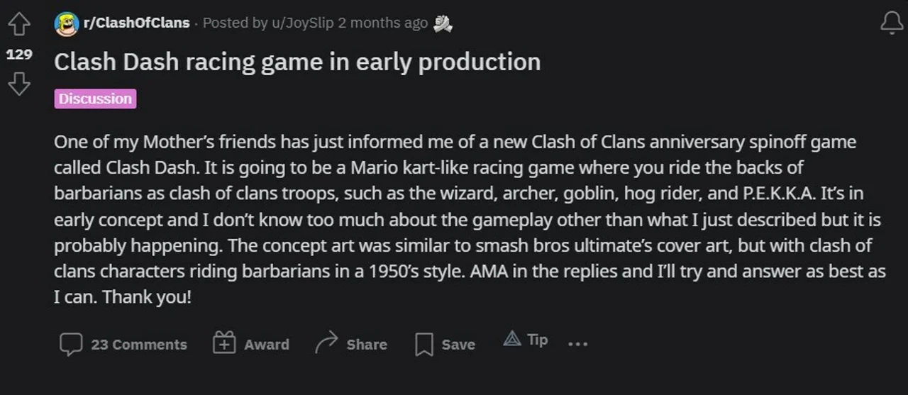 Leaks had suggested Clash Dash from a while back Clash of Clans Supercell