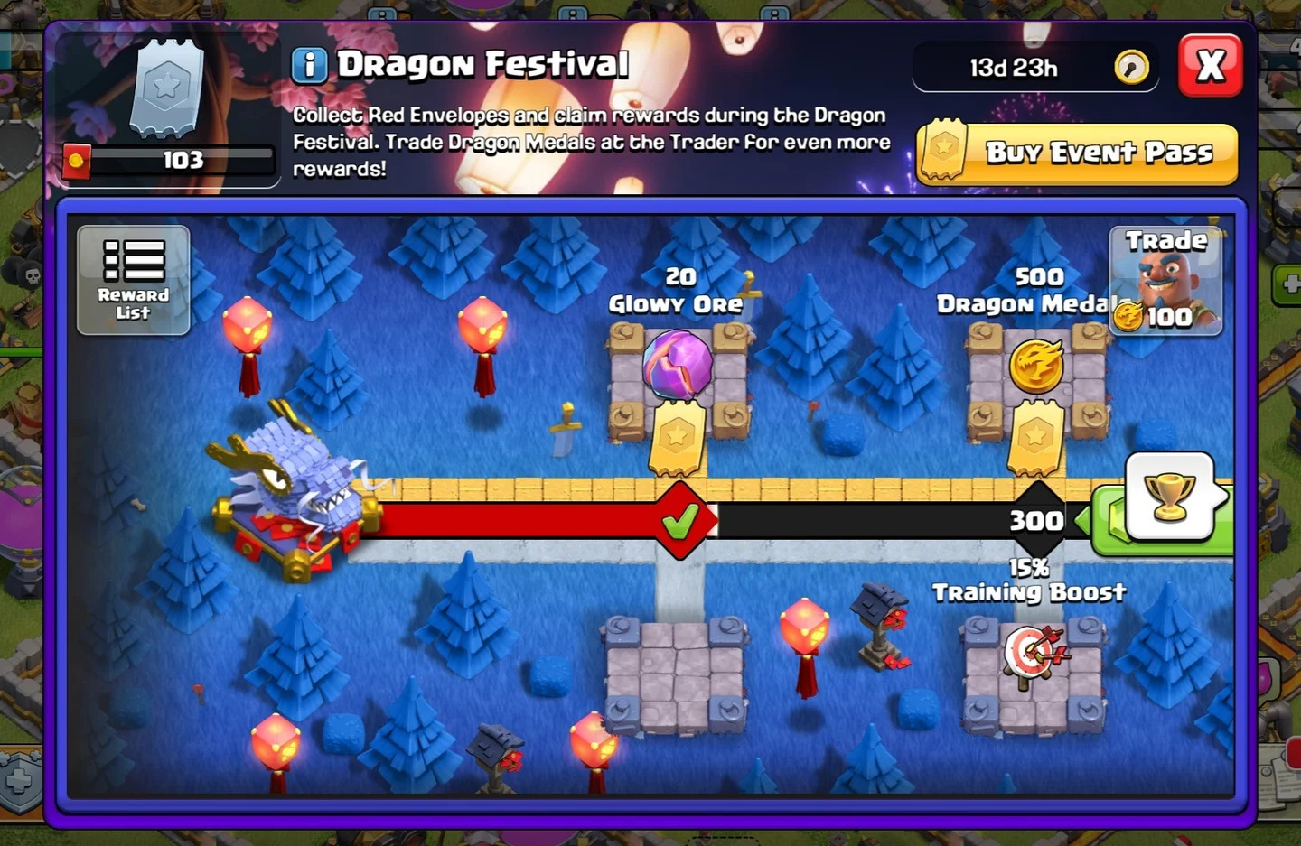 Clash of Clans Dragon Festival Event Pass Rewards Tiers