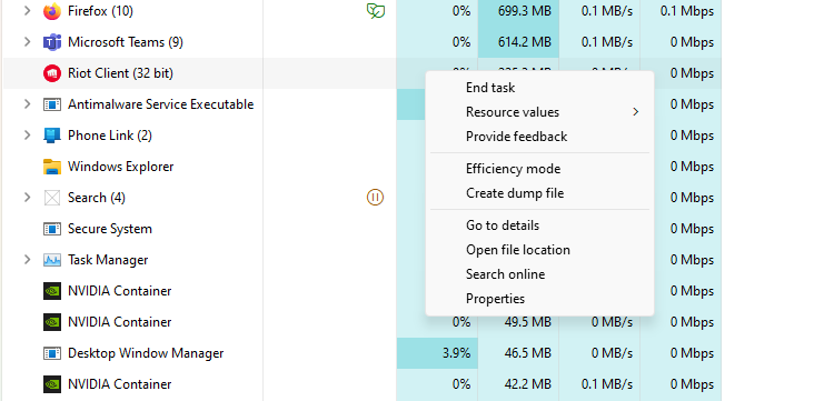 Task Manager Processes