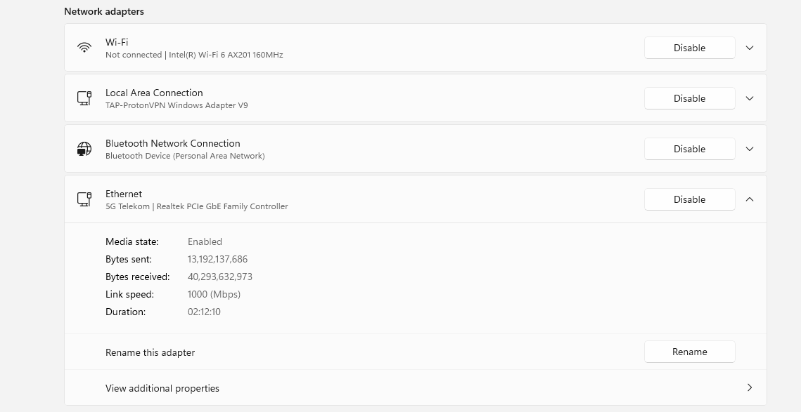 Connectivity Settings
