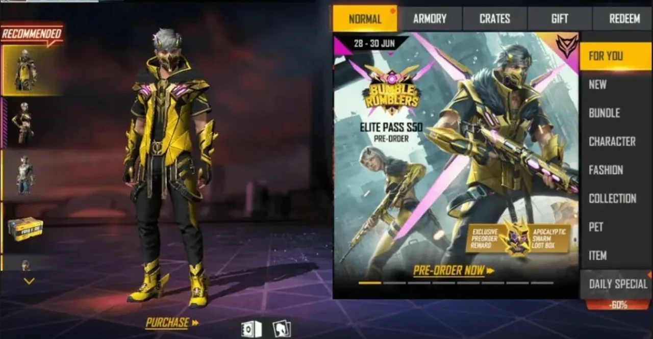 Cyborg Stinger Garena Free Fire Elite Pass