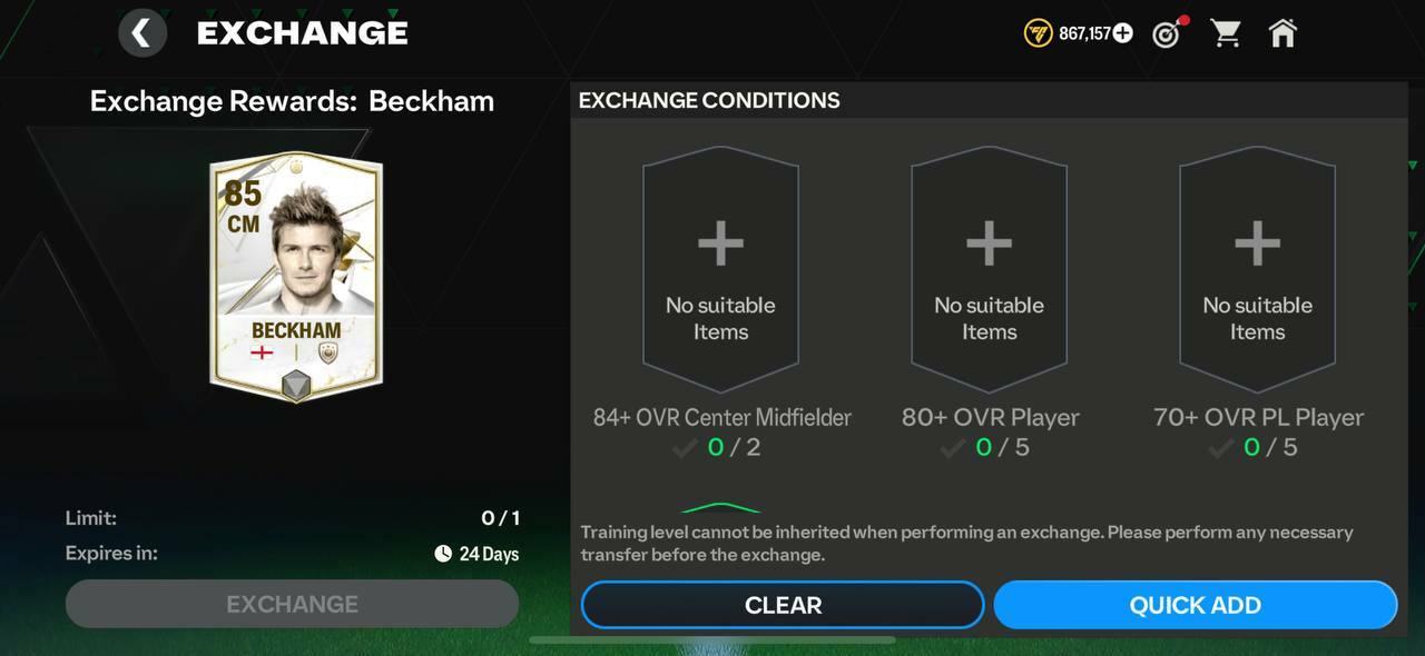 David Beckham SBC requirements EA Sports fc mobile