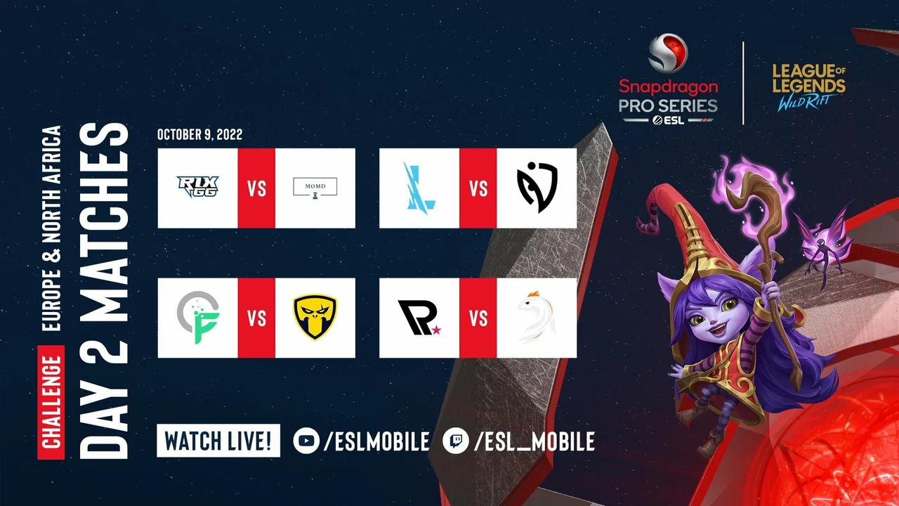 Snapdragon Pro Series Wild Rift Season 2 Europe & MENA Day 2 Matches Results ESL