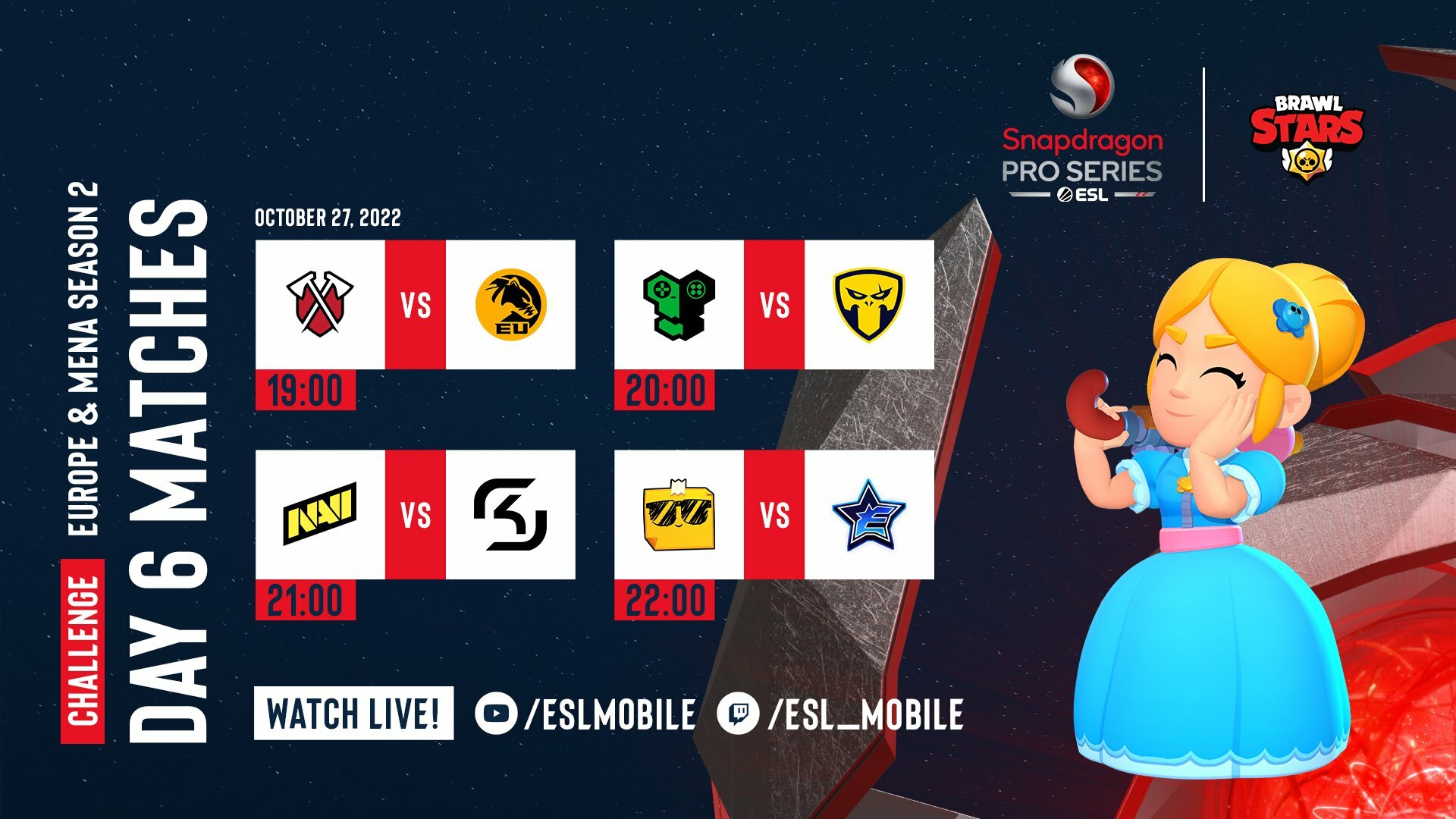 Snapdragon Pro Series Brawl Stars Season 2 EU & MENA day matches guide ESL