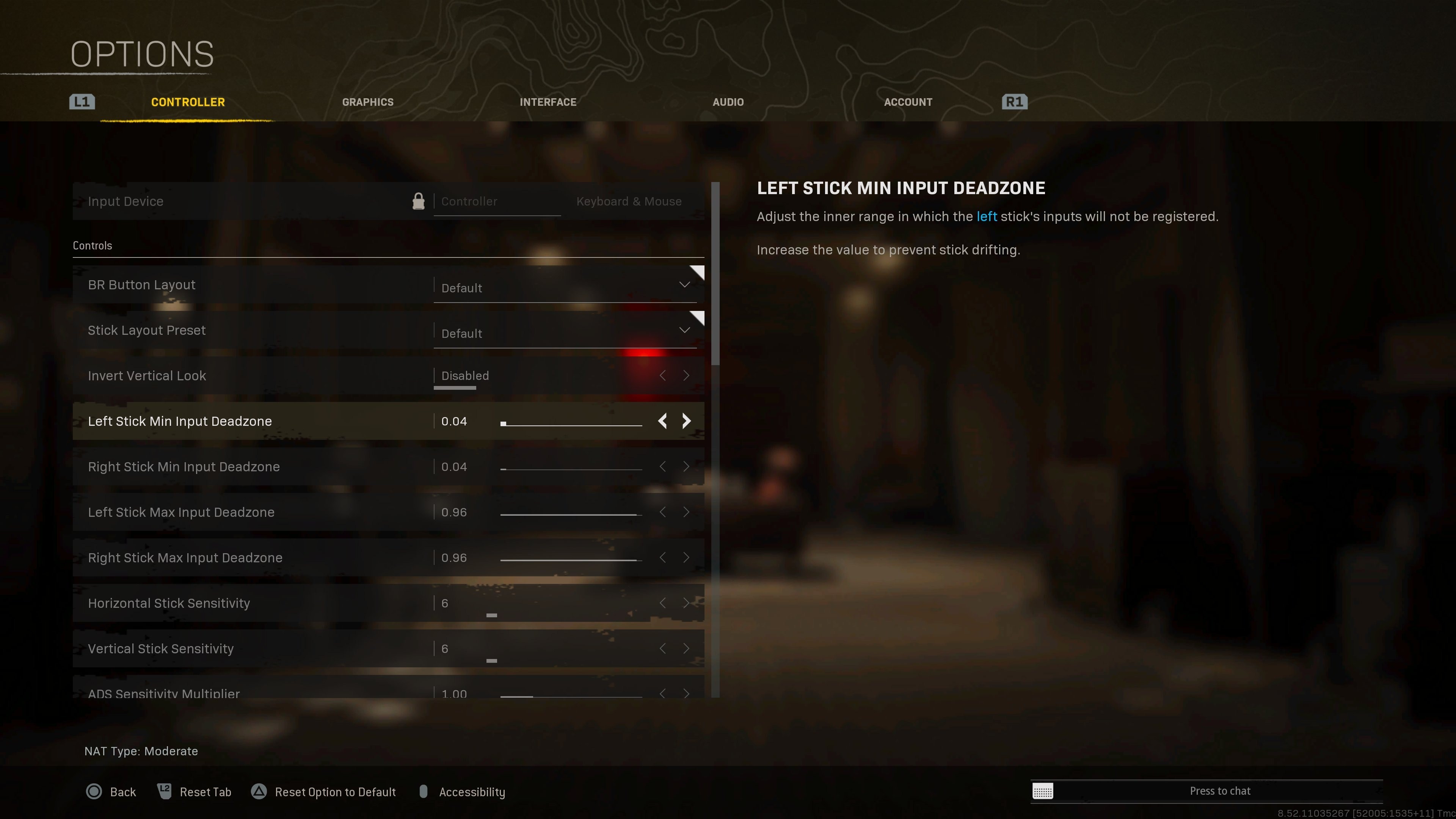 Deadzone changing