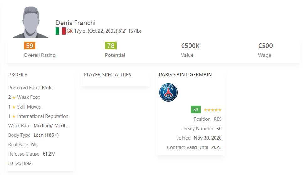 Denis Franchi Talents FIFA 21 ENG