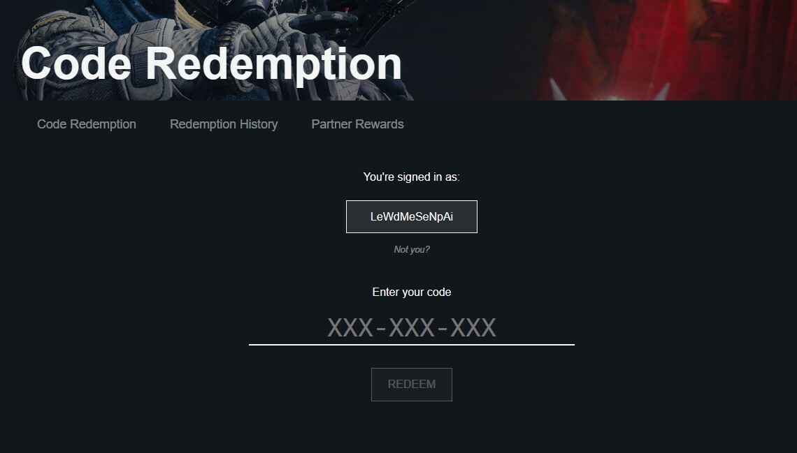 Destiny 2 Code Redeem