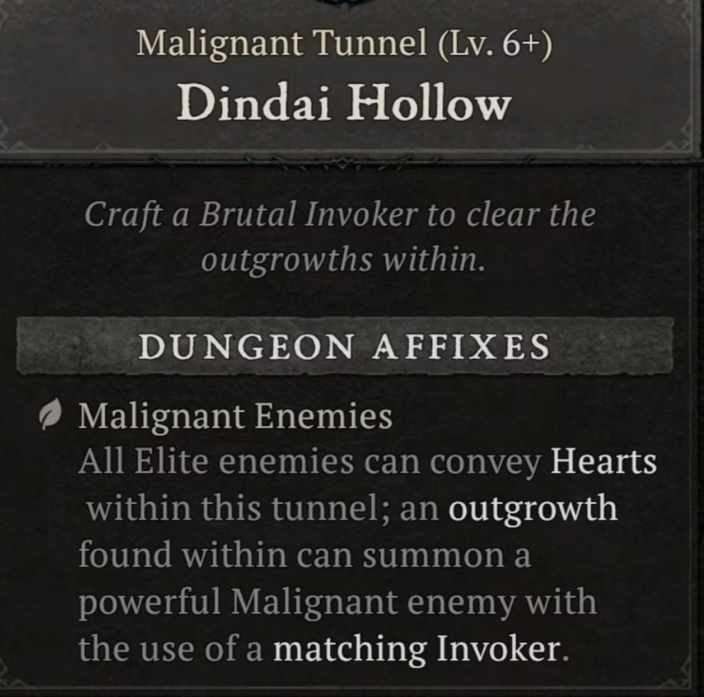 Diablo 4 Malignant Tunnels Dindai Hollow