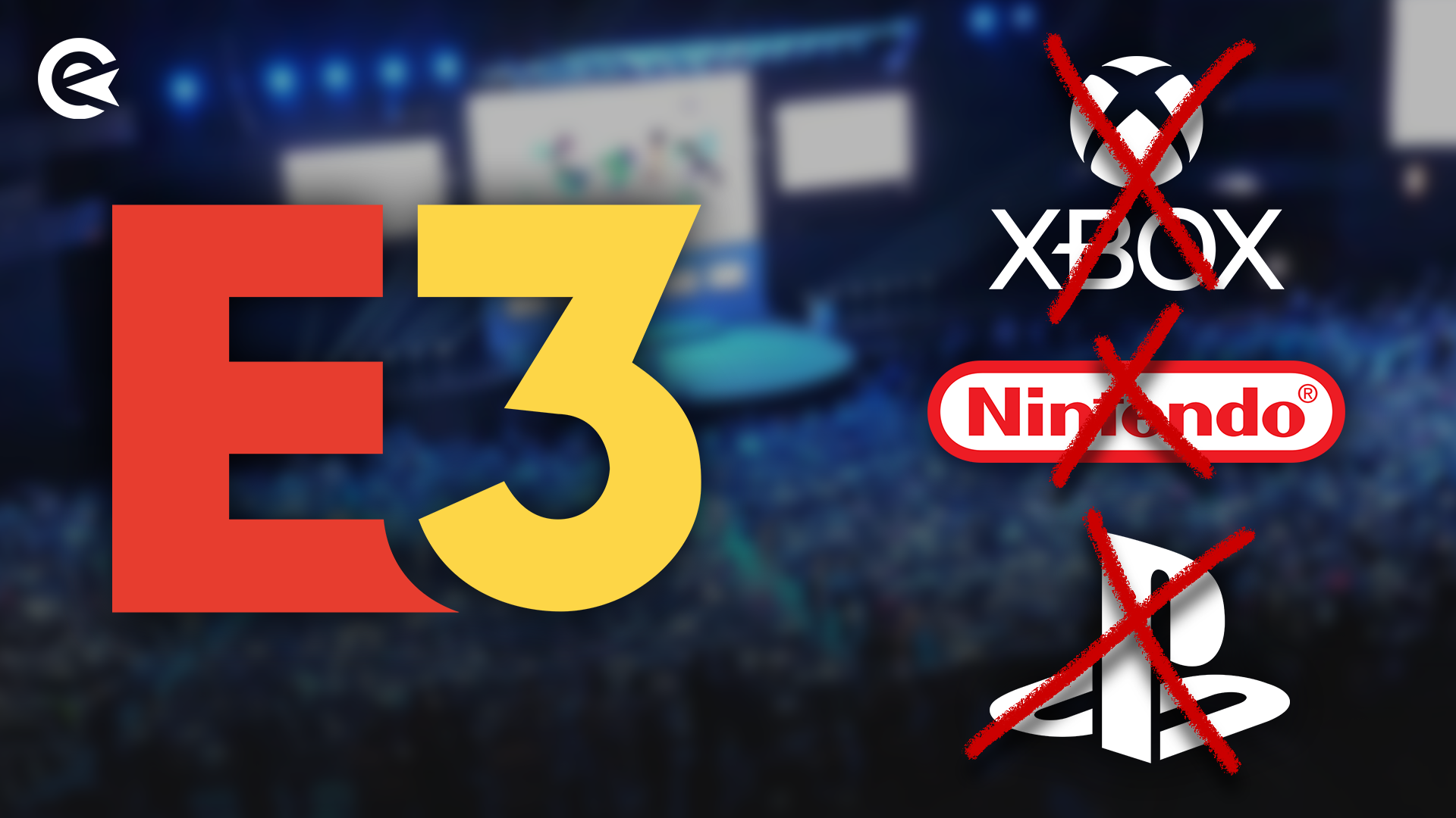 Logos for E3, Xbox, Nintendo and PlayStation