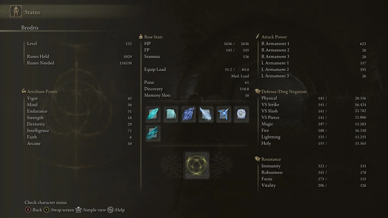 Elden Ring Character Menu