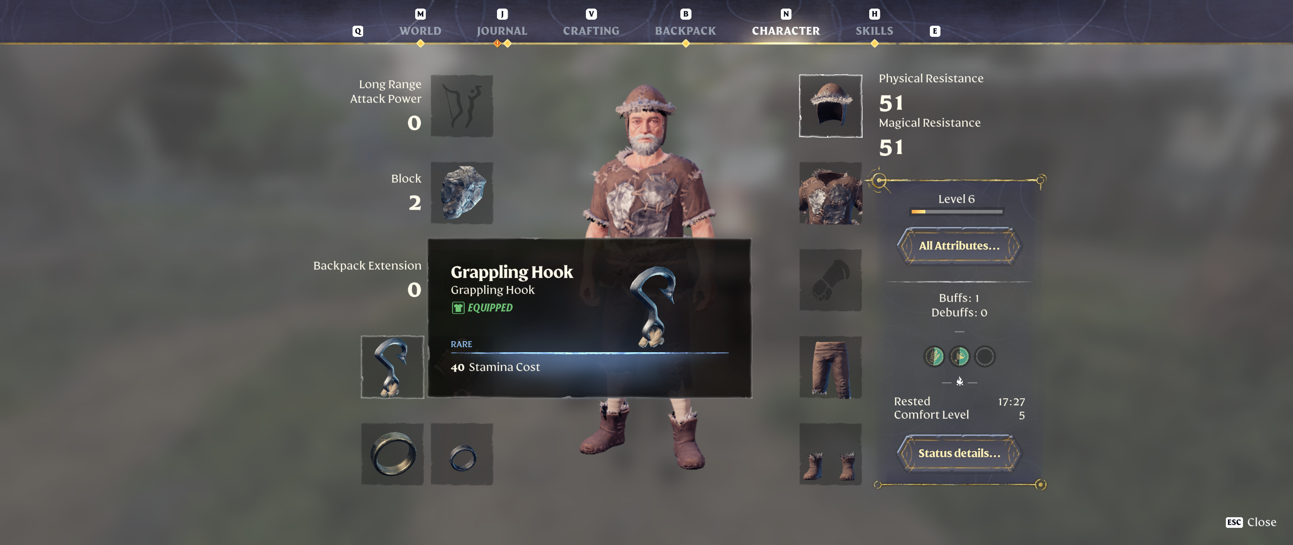 Enshrouded Equipping Grappling Hook