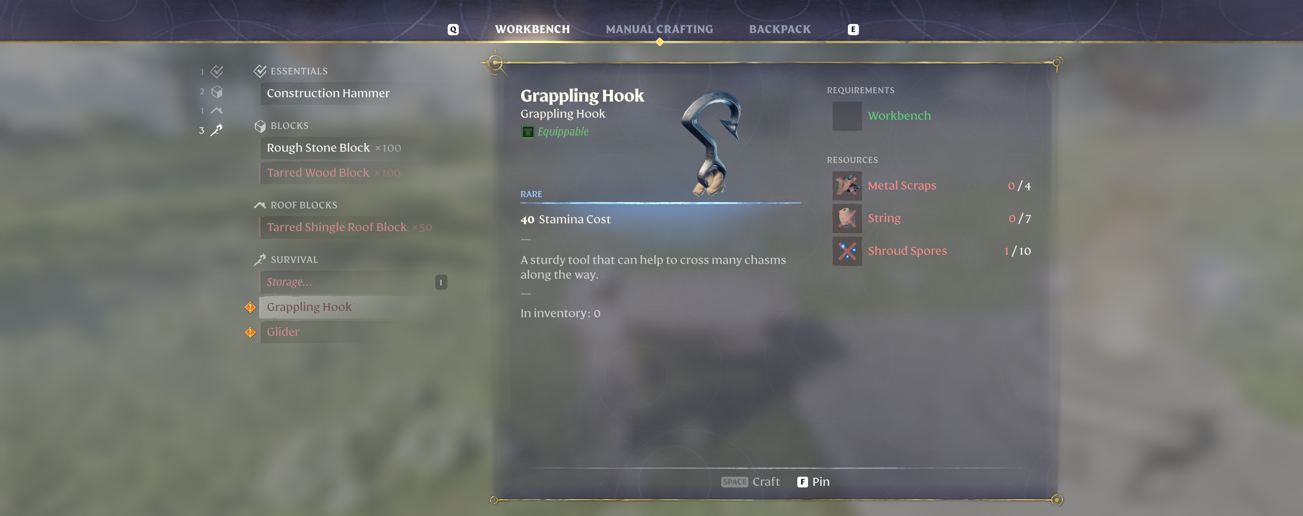 Enshrouded Guide Grappling Hook