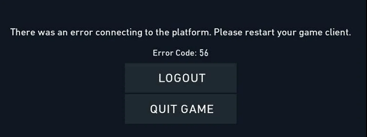 Error Code VAL 56