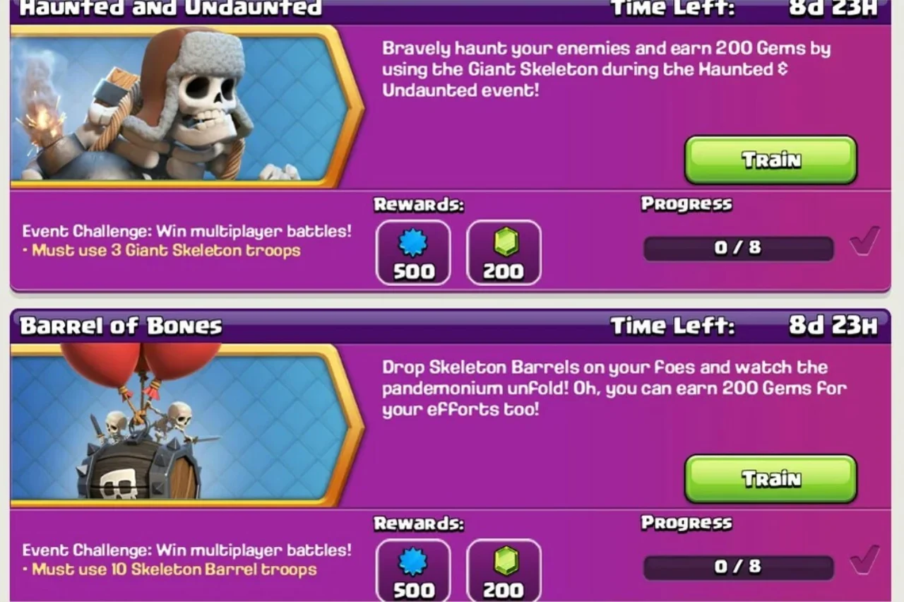 Clash of Clans Free Gems Events Challenges Supercell