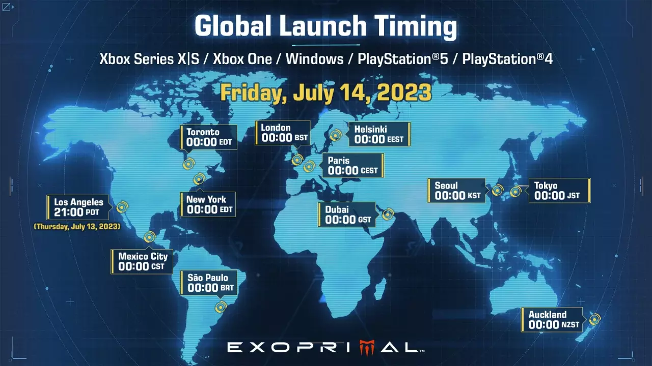 Exoprimal launch times graphic