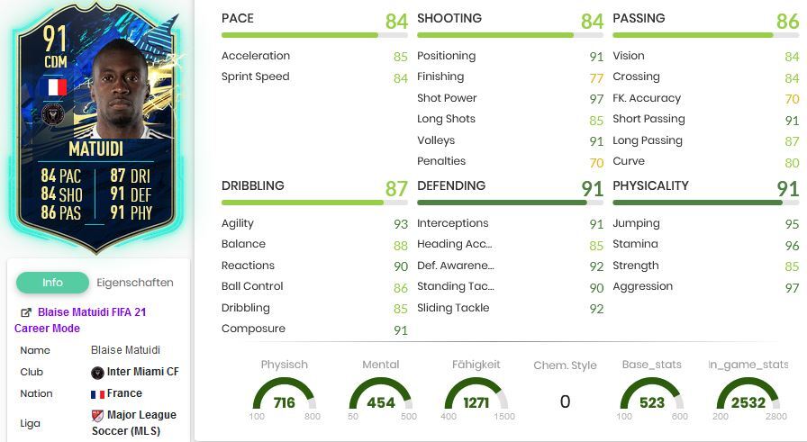 FIFA 21 Matuidi TOTS Statistiken