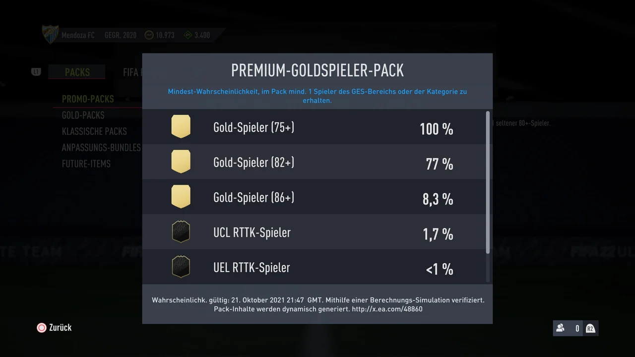 FIFA 22 Premium Goldspieler Pack