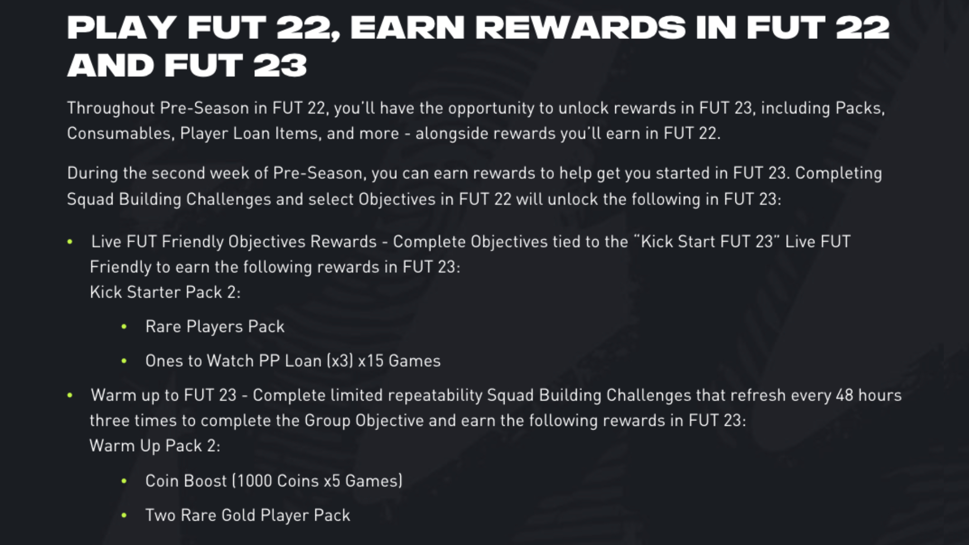 FIFA 23 Pre Season Challenges